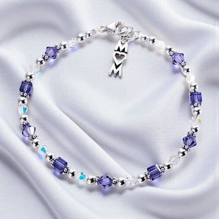 Gift for Mum Charm Bracelet with Austrian Crystal Cubes
