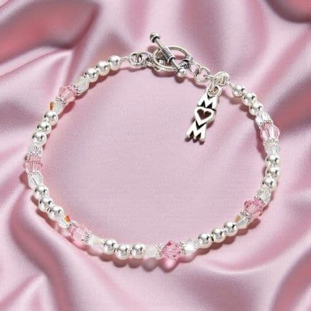 Gift for Mum Charm Bracelet with Preciosa Crystals.