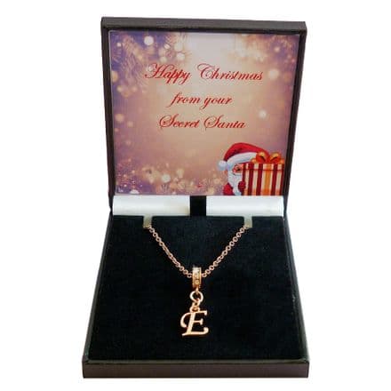 Gift for Secret Santa, Personalised Rose Gold Letter Necklace, Gift Boxed