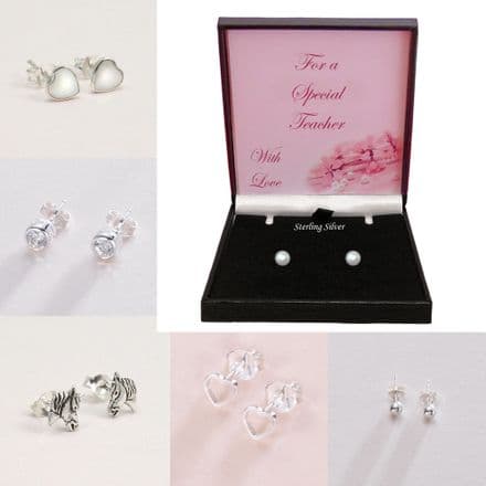 Gift for Special Teacher, Sterling Silver Earrings