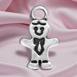 Gingerbread Boy Charm, Sterling Silver.