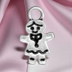 Gingerbread Girl Charm, Sterling Silver.