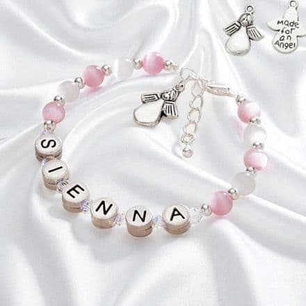 Girl's Angel Name Bracelet - Pewter Letters