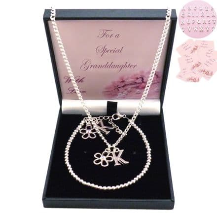 Girl's Jewellery Set with an Initial Charm, Gift Box for a Special Girl, Daughter etc.