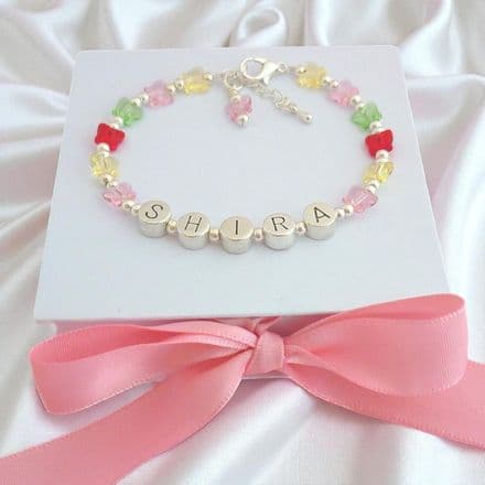 Girl's Personalised Bracelet with Crystal Butterflies