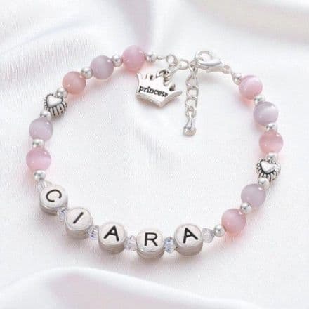Girl's Personalised Bracelet with Princess Crown