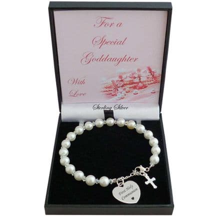 Girls Bracelet for First Holy Communion, Personalised, Engraved, 925 Silver