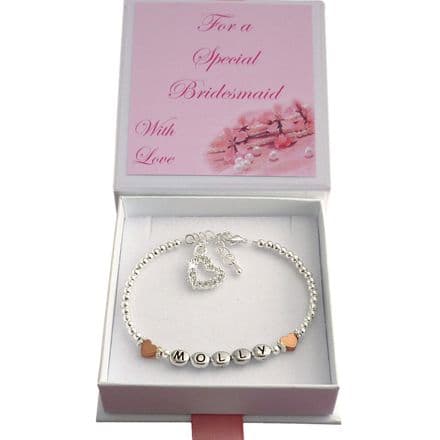 Girls Bracelet, Personalised for Bridesmaid . Flower Girl, Any Girls Name