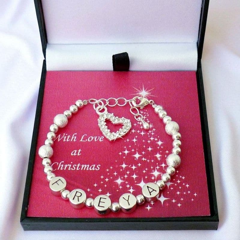 Girls Bracelet with Name in Christmas Gift Box | Jewels 4 Girls