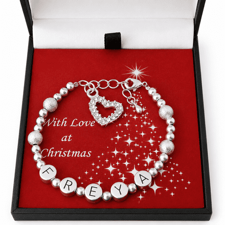 Girls Bracelet with Name in Christmas Gift Box