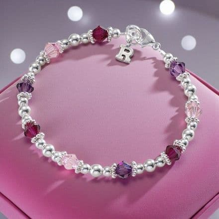 Girls Bracelet with Sterling letter charm