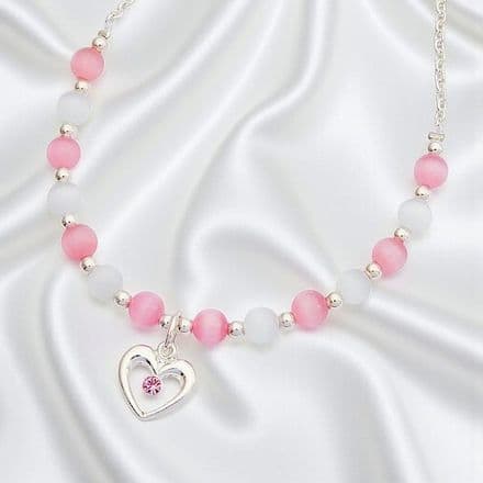 Girls Cats Eye Necklace, Pink & Other Colours