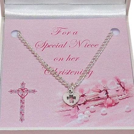 Girls Christening Necklace with Card Choice for Goddaughter, Daughter etc