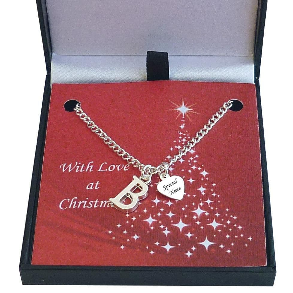 Girls Christmas Necklace with Letter for Niece, Special Girl etc