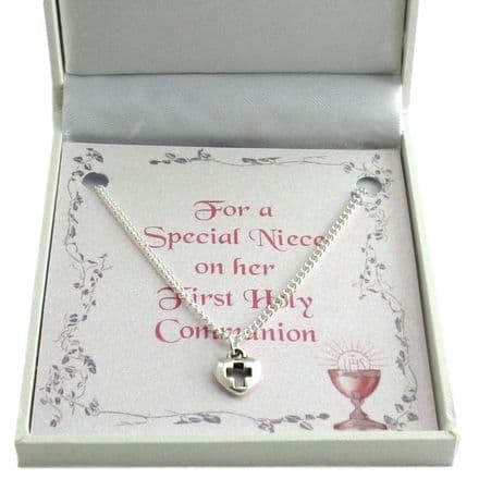 Girls First Holy Communion Necklace with Card Choice