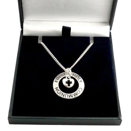 Girls Holy Communion Necklace with Round Pendant