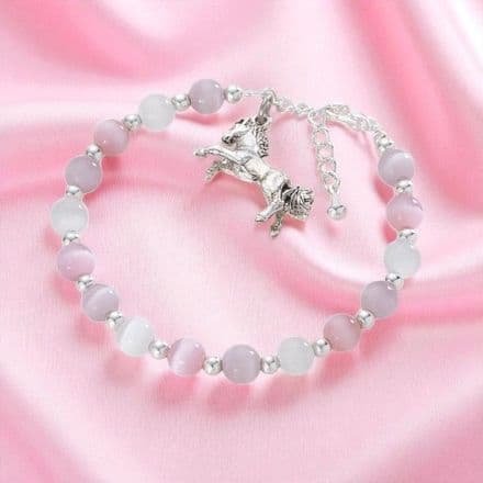 Girls Horse Bracelet with Pretty Beads in Choice of Colours