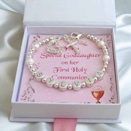 Girls Name Bracelet for First Holy Communion, Personalised