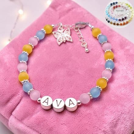 Girls Name Bracelet with Butterfly Charm