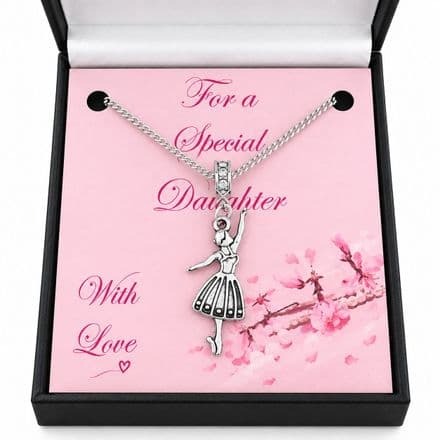 Girls Necklace with Ballerina for Daughter, Granddaughter etc