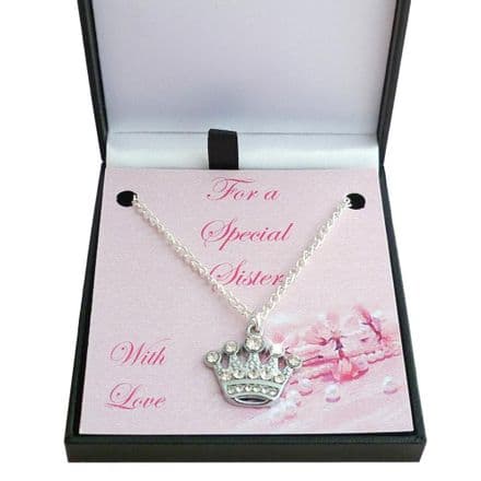 Girls Necklace with Crown for Sister, Daughter etc