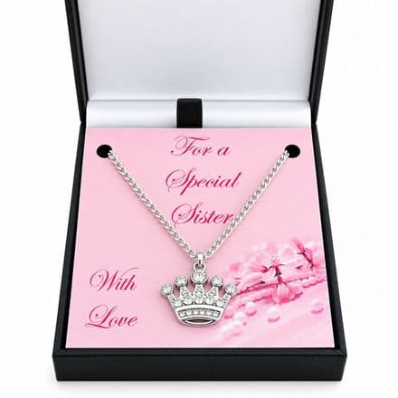 Girls Necklace with Crown for Sister, Daughter etc