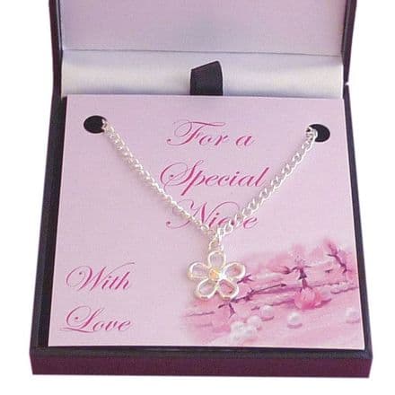 Girls Necklace with Flower for Friend, Sister etc