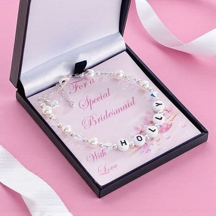 Girls Pearl Name Bracelet in Gift Box