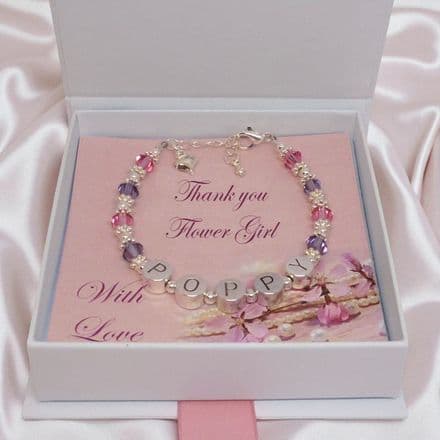 Girls Personalised Bracelet, Any Name, for Bridesmaid, Flower Girl etc