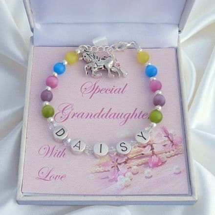 Girls Personalised Bracelet for Granddaughter, Goddaughter etc