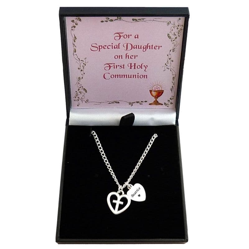 Girls Personalised First Holy Communion Necklace, Gift Boxed with Engraving | Jewels 4 Girls
