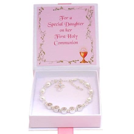 Girls Personalised Name Bracelet, First Holy Communion