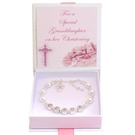 Girls Personalised Name Bracelet, Gift for a Christening Day