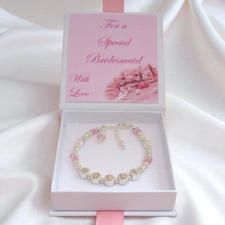 Girls Personalised Name Bracelet with Butterflies for Bridesmaid
