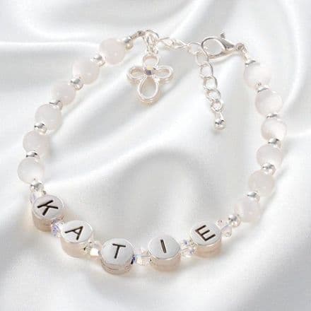 Girls Personalised Name Bracelet with Open Cross