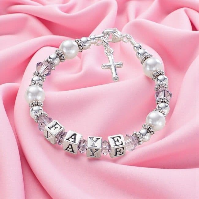 Girls Silver Name Bracelet with Choice of Charm Jewels Girls