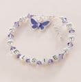 Girls Tanzanite Name Bracelet with Butterfly Charm | Jewels 4 Girls