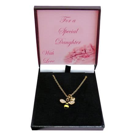 Gold Plated Bee Necklace with Crystals. Gift for Mum, Daughter...