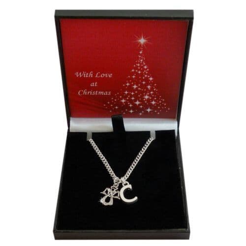 Guardian Angel Christmas Necklace with Letter Charm, Gift for Women or Girls | Jewels 4 Girls