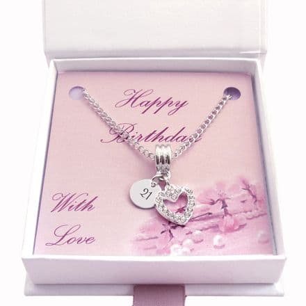 Happy Birthday Gift Necklace for Age 13, 16, 18, 21, 30, 40, 50, 60