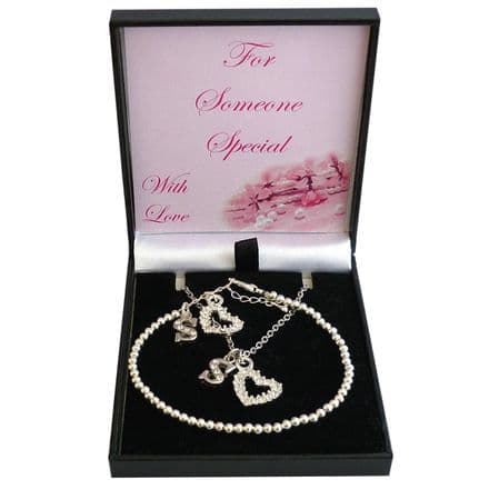 Heart & Letter Jewellery Set, Necklace, Bracelet, Birthday Gift