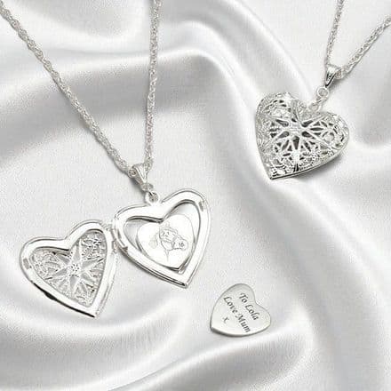 Heart Locket with Engraved Heart Charm for Horse Lovers