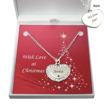 Heart Necklace with Personalised Engraving for Christmas