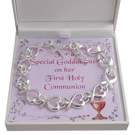 Hearts Bracelet for First Holy Communion with Card Choice