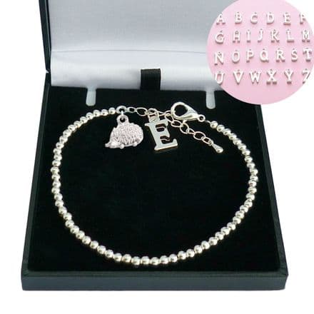 Hedgehog Bracelet with Letter Charm
