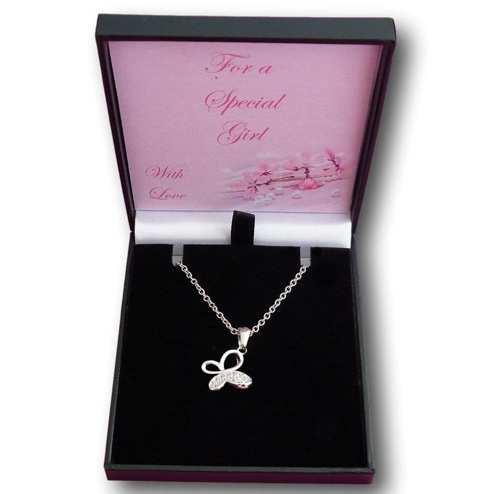 Butterfly Necklace For Women – Cute Crystal Pendant On Stainless Steel Chain, Dainty Jewelry Gift For Her, 180-Day Assurance