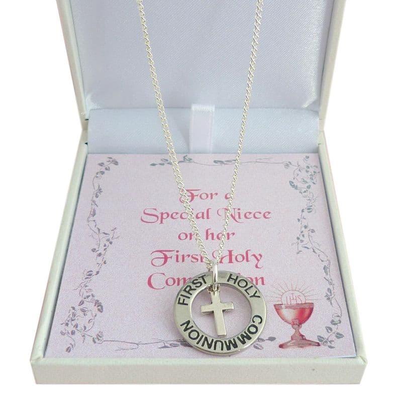 Holy Communion Necklace with Ring, Cross and Gift Box | Jewels 4 Girls