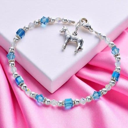 Horse Bracelet in Sterling Silver with Preciosa Crystals, Various Colours