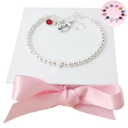 Horse Bracelet with Birthstone Charm