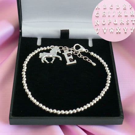 Horse Bracelet with Letter Charm